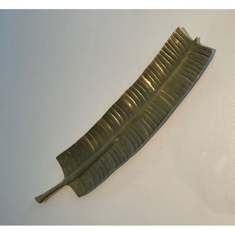 Long Brass Vide-Poche in the Shape of a Feather
