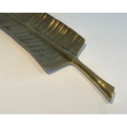 Long Brass Vide-Poche in the Shape of a Feather