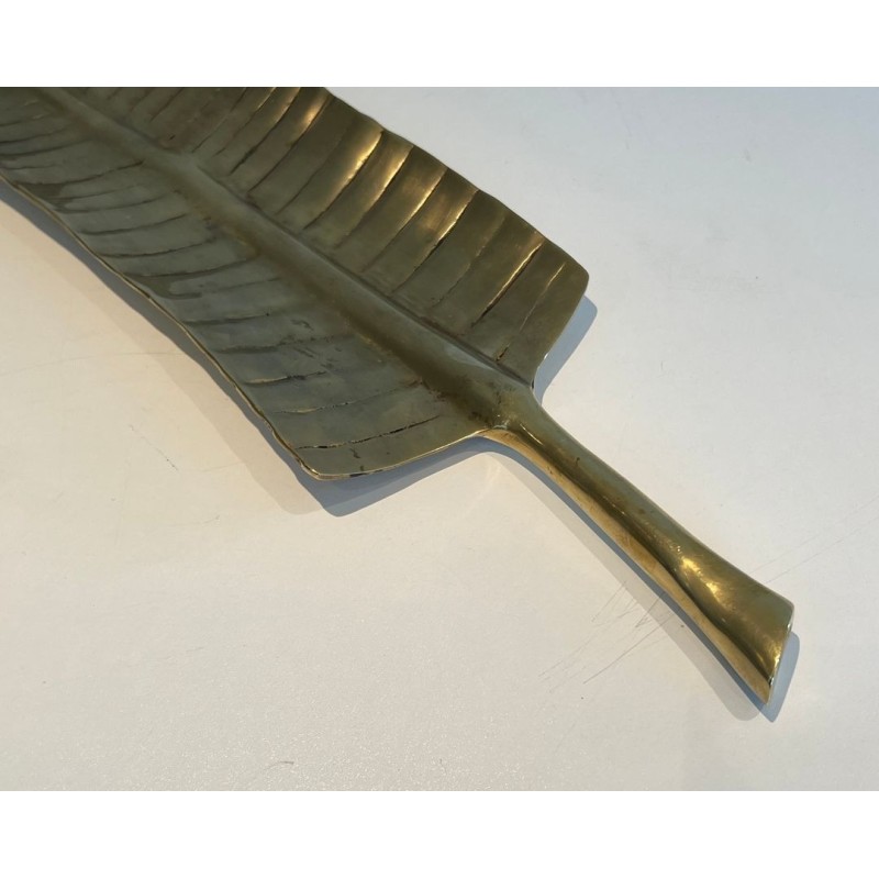 Long Brass Vide-Poche in the Shape of a Feather