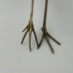Pair of Sculpted Wood and Chiselled Brass Herons