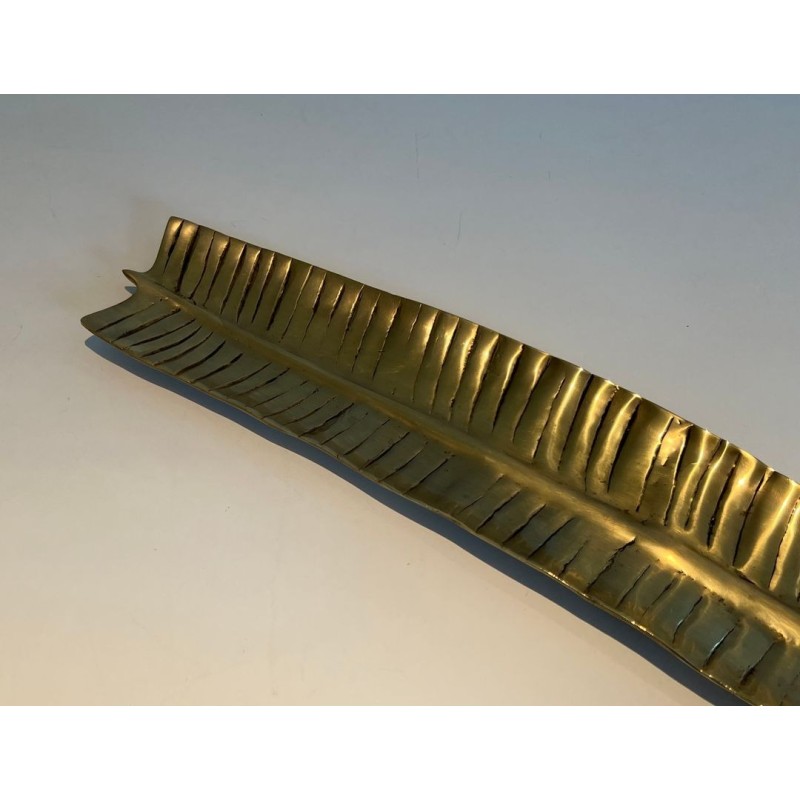 Long Brass Vide-Poche in the Shape of a Feather