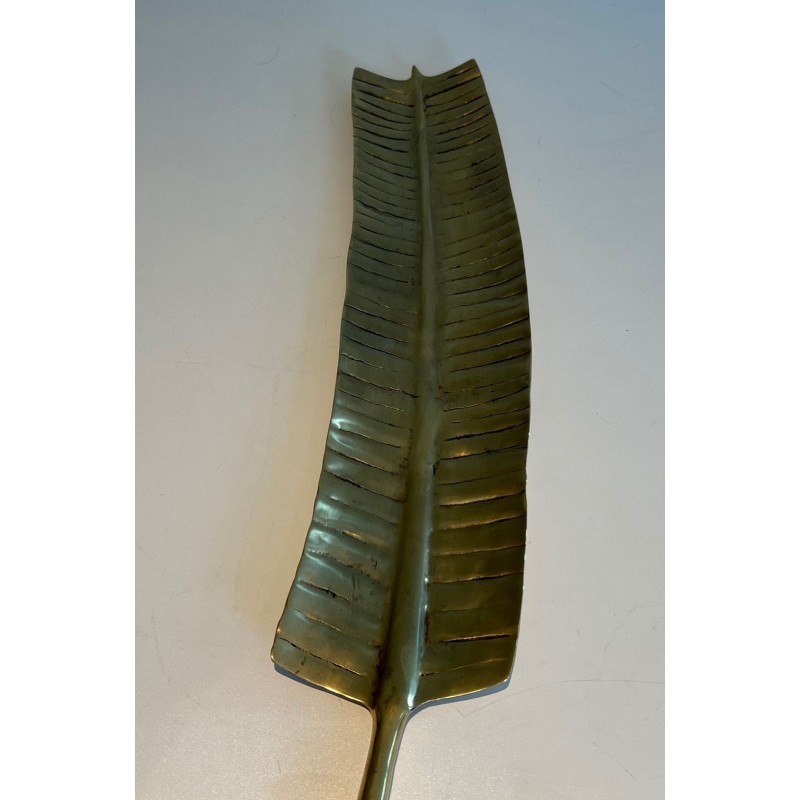 Long Brass Vide-Poche in the Shape of a Feather