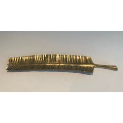 Long Brass Vide-Poche in the Shape of a Feather