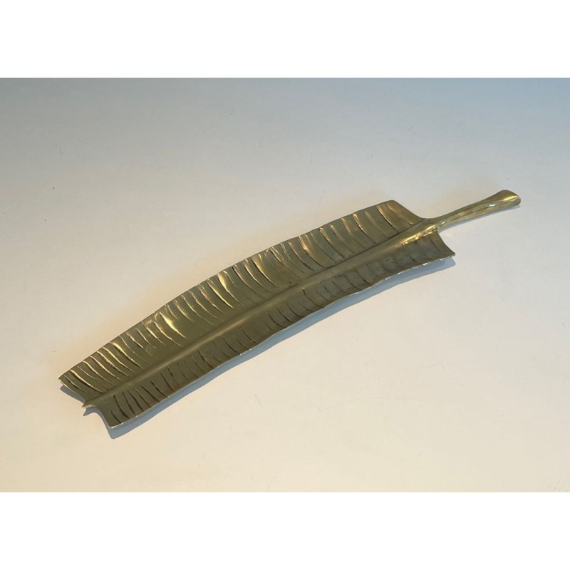 Long Brass Vide-Poche in the Shape of a Feather