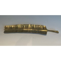 Long Brass Vide-Poche in the Shape of a Feather