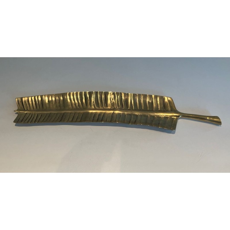 Long Brass Vide-Poche in the Shape of a Feather