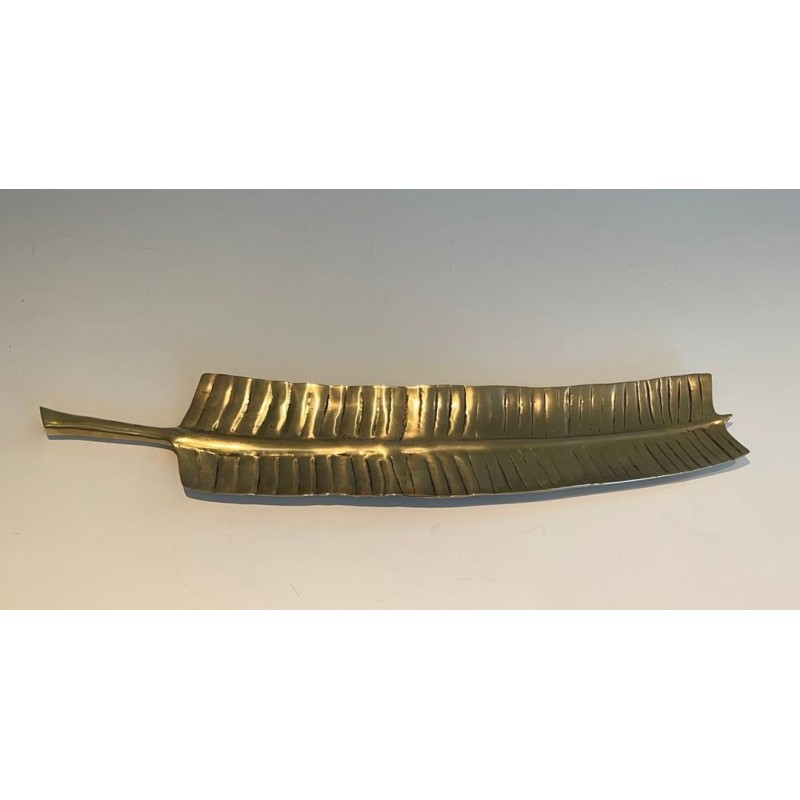 Long Brass Vide-Poche in the Shape of a Feather