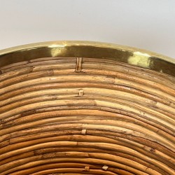 Rattan and Brass Wastebasket in The Style of Gabriela Crespi