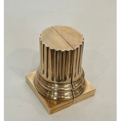 Pair of Polished Brass Bookends in the Form of Fluted Classical Columns