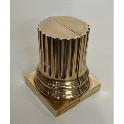 Pair of Polished Brass Bookends in the Form of Fluted Classical Columns
