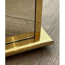Jardinière Carrée à Panneaux Miroir et Cadre en Métal Doré