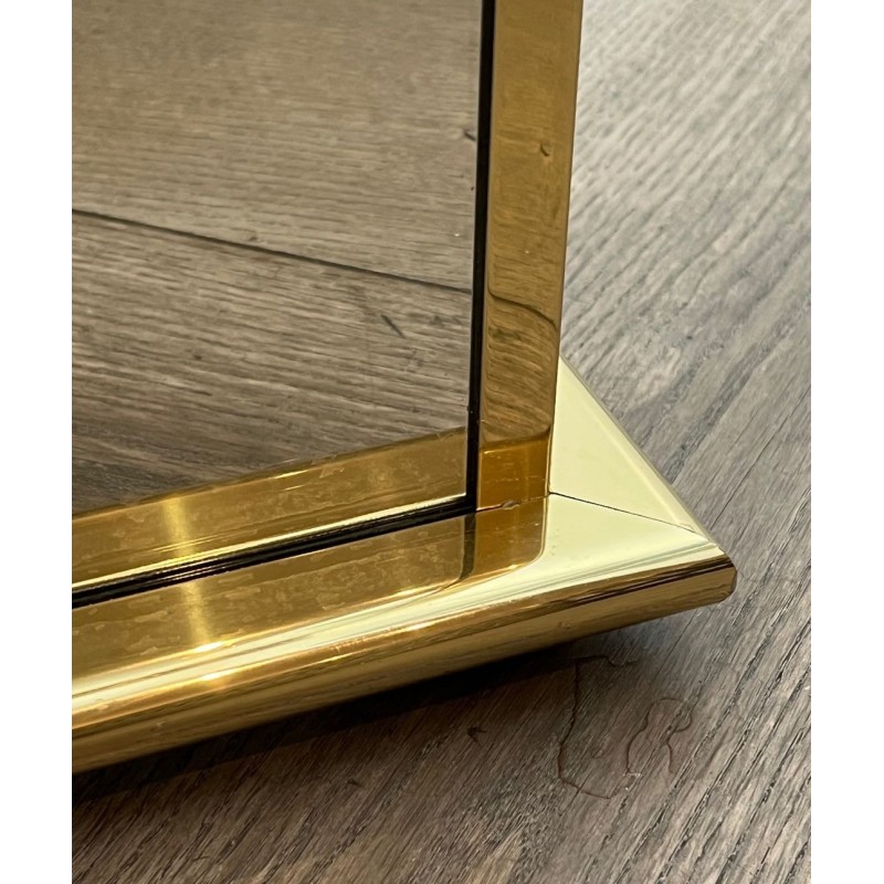 Jardinière Carrée à Panneaux Miroir et Cadre en Métal Doré