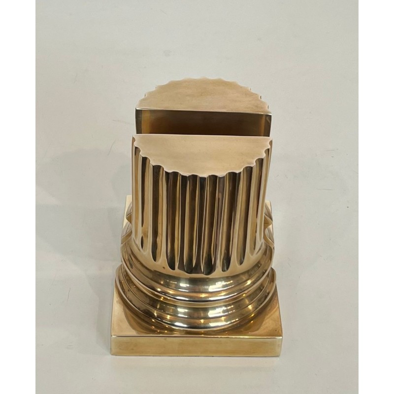 Pair of Polished Brass Bookends in the Form of Fluted Classical Columns
