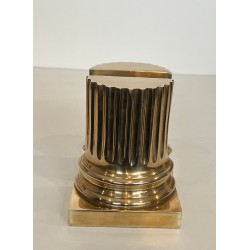 Pair of Polished Brass Bookends in the Form of Fluted Classical Columns