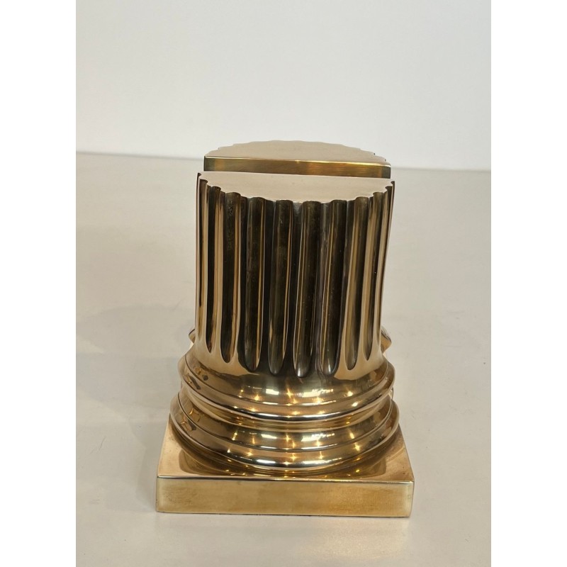 Pair of Polished Brass Bookends in the Form of Fluted Classical Columns
