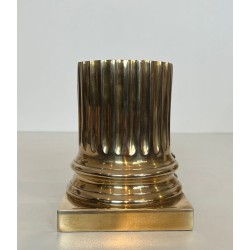 Pair of Polished Brass Bookends in the Form of Fluted Classical Columns