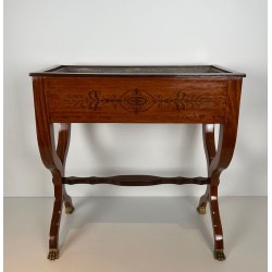 Mahogany Jardinière with Amaranth Marquetry, «X» Base and Gilt Bronze Claw Feet, Charles X Period