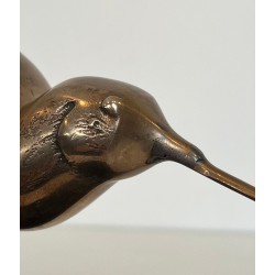 Bronze Sculpture of a Stylised Bird on a Black Marble Base, Signed and Numbered 302/500