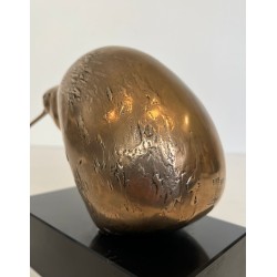 Bronze Sculpture of a Stylised Bird on a Black Marble Base, Signed and Numbered 302/500