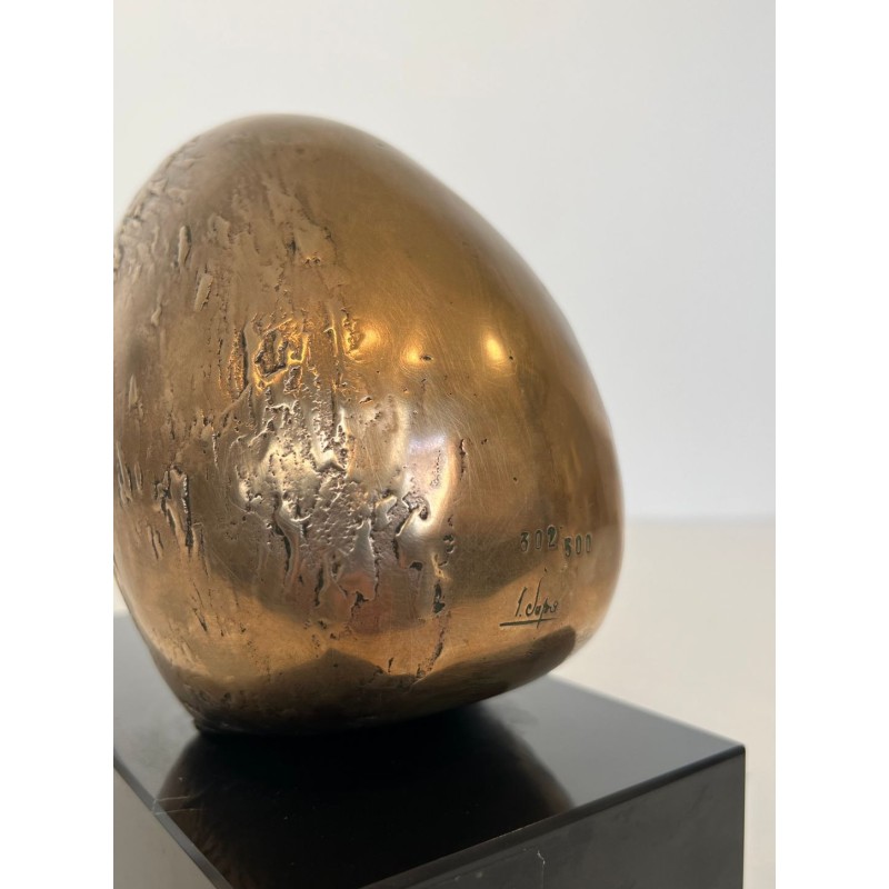 Bronze Sculpture of a Stylised Bird on a Black Marble Base, Signed and Numbered 302/500