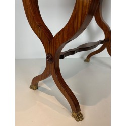 Jardinière en Acajou Marquetée d'Amaranthe à Piètement en "X" et Pieds Griffes en Bronze d' Epoque Charles X