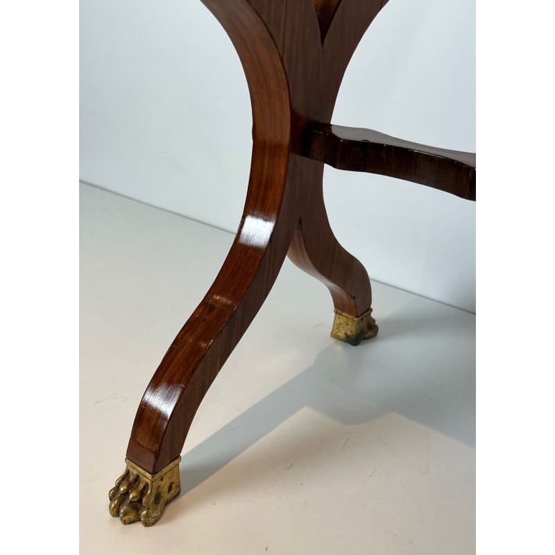 Mahogany Jardinière with Amaranth Marquetry, «X» Base and Gilt Bronze Claw Feet, Charles X Period