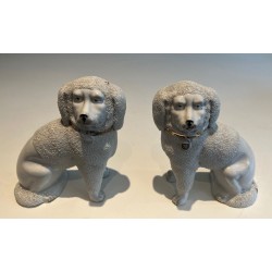 Pair of Staffordshire Porcelain Cavalier King Charles Spaniel Dogs Figures