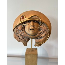 Terracotta Relief Sculpture Signed Jean-Claude Vanhaecke, Belgian Ceramist