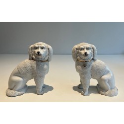 Paire de Chiens Cavalier King Charles Spaniel en Porcelaine de Staffordshire
