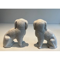 Paire de Chiens Cavalier King Charles Spaniel en Porcelaine de Staffordshire