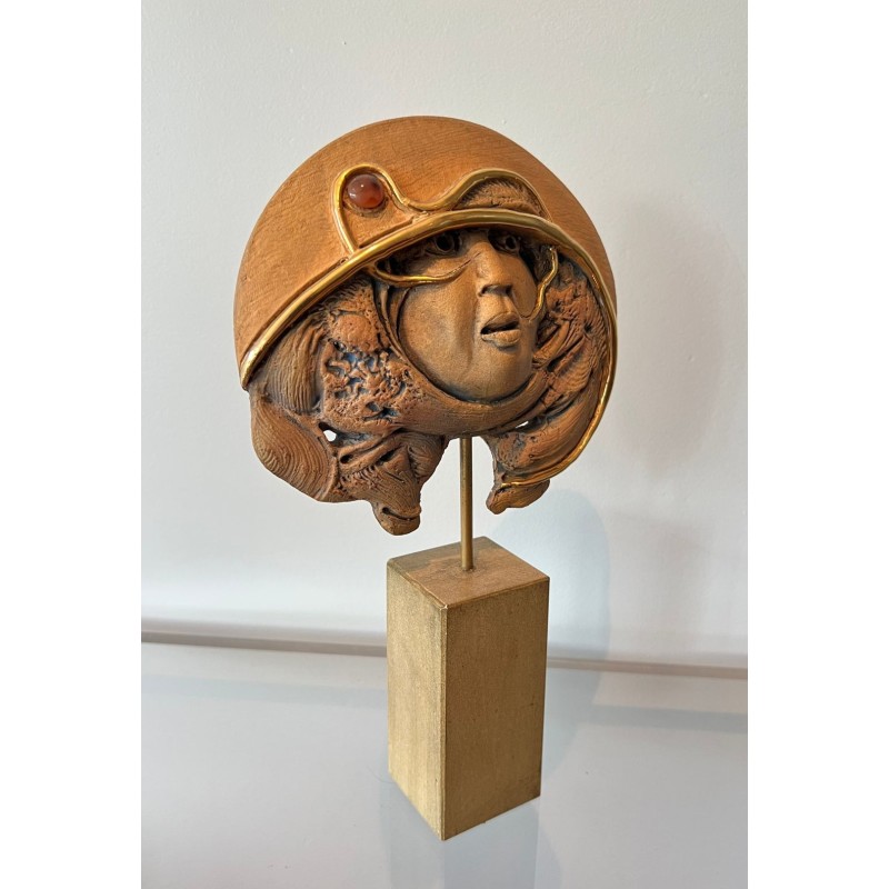 Terracotta Relief Sculpture Signed Jean-Claude Vanhaecke, Belgian Ceramist