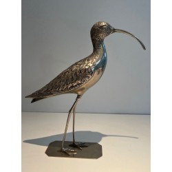 Oiseau Stylisé en Laiton Argenté