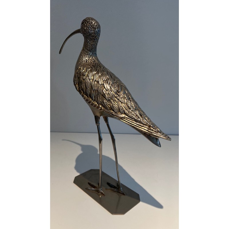 Oiseau Stylisé en Laiton Argenté