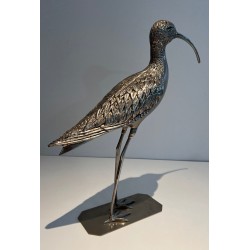 Oiseau Stylisé en Laiton Argenté