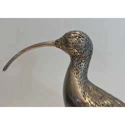 Oiseau Stylisé en Laiton Argenté