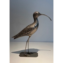 Oiseau Stylisé en Laiton Argenté