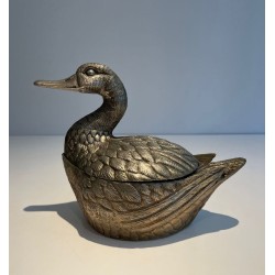 Silvered Metal Duck-Form Ice Bucket by Mauro Manetti, Italian Work, circa 1970
