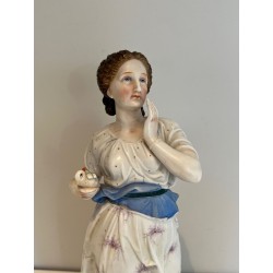 Pair of French Porcelain Figures of Women with Doves, circa 1880