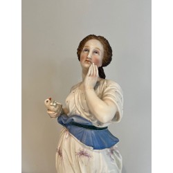 Pair of French Porcelain Figures of Women with Doves, circa 1880