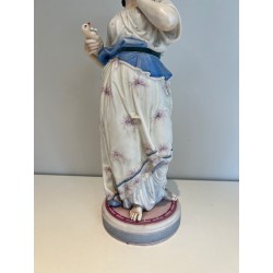Pair of French Porcelain Figures of Women with Doves, circa 1880