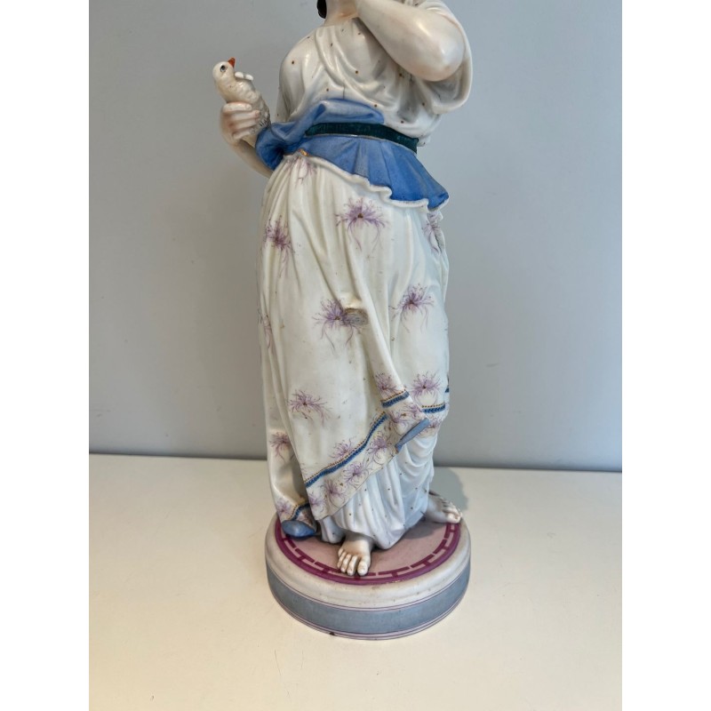 Paire de Sujets en Porcelaine Française, Femmes aux Colombes, vers 1880