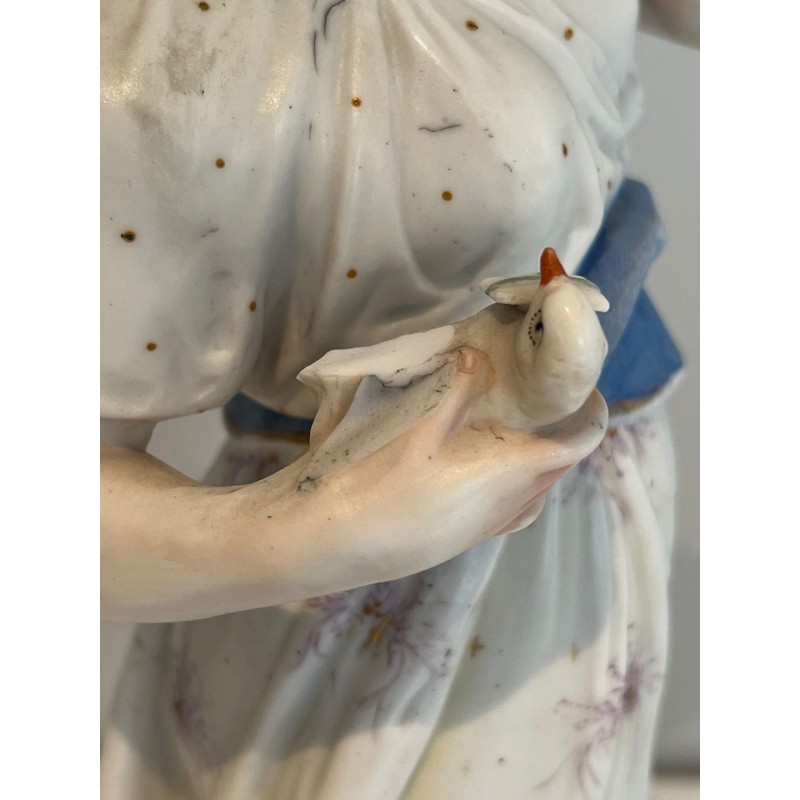 Pair of French Porcelain Figures of Women with Doves, circa 1880