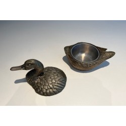 Silvered Metal Duck-Form Ice Bucket by Mauro Manetti, Italian Work, circa 1970