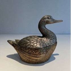 Silvered Metal Duck-Form Ice Bucket by Mauro Manetti, Italian Work, circa 1970