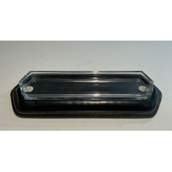 Dark Green Saddle-Stitched Leather and Glass Pen Tray, Jacques Adnet Style, c.1950