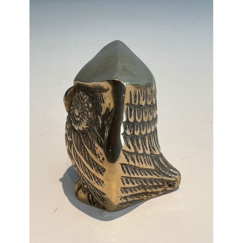 Set of Three Small Decorative Brass Owls, French Work, circa 1970