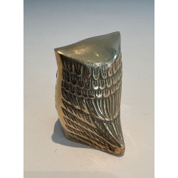 Set of Three Small Decorative Brass Owls, French Work, circa 1970