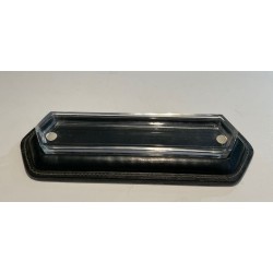 Dark Green Saddle-Stitched Leather and Glass Pen Tray, Jacques Adnet Style, c.1950