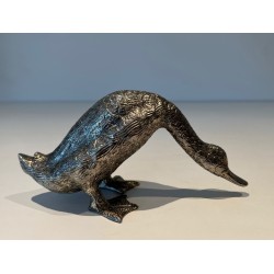 Set of Three Finely Chiselled Silvered Bronze Ducks, French Work, circa 1970