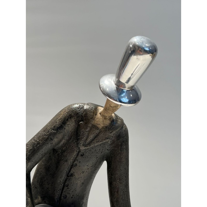 Stylised Sculpture of a Guitar Player in a Cloak, French Work, circa 1970